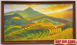 tranh sơn dầu hoa sen treo tường (sao chép)