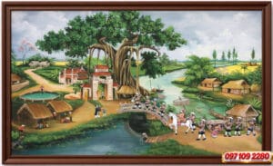 tranh sơn dầu vinh quy bái tổ cao cấp