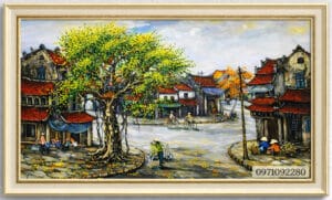 tranh sơn dầu phố cổ hà nội treo phòng làm việc (sao chép)