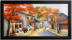 Home tranh sơn dầu phố cổ hà nội treo phòng khách (sao chép)