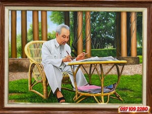 tranh chân dung bác hồ ngồi ghế mây (sao chép)