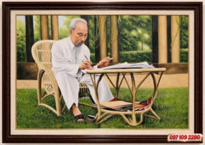 tranh bác hồ ngồi làm việc treo tường đẹp (sao chép)