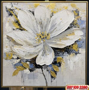 tranh sơn dầu hoa hiện đại khổ vuông