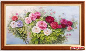 tranh hoa mẫu đơn 3d đẹp treo phòng khách (sao chép)