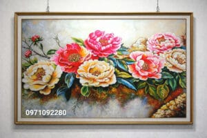 tranh sơn hoa mẫu đơn phú quý cao cấp (sao chép)