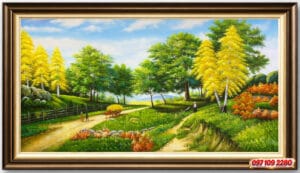 Home tranh phong cảnh tây bắc sơn dầu treo phòng khách (sao chép)