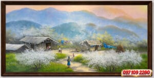 Home tranh phong cảnh tây bắc sơn dầu treo phòng khách (sao chép)