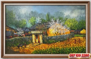 Home tranh phong cảnh tây bắc sơn dầu treo phòng khách