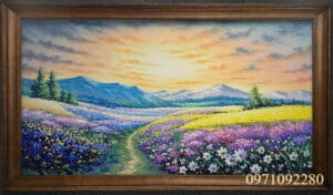 Home tranh phong cảnh thiên nhiên đẹp thảo nguyên đầy hoa